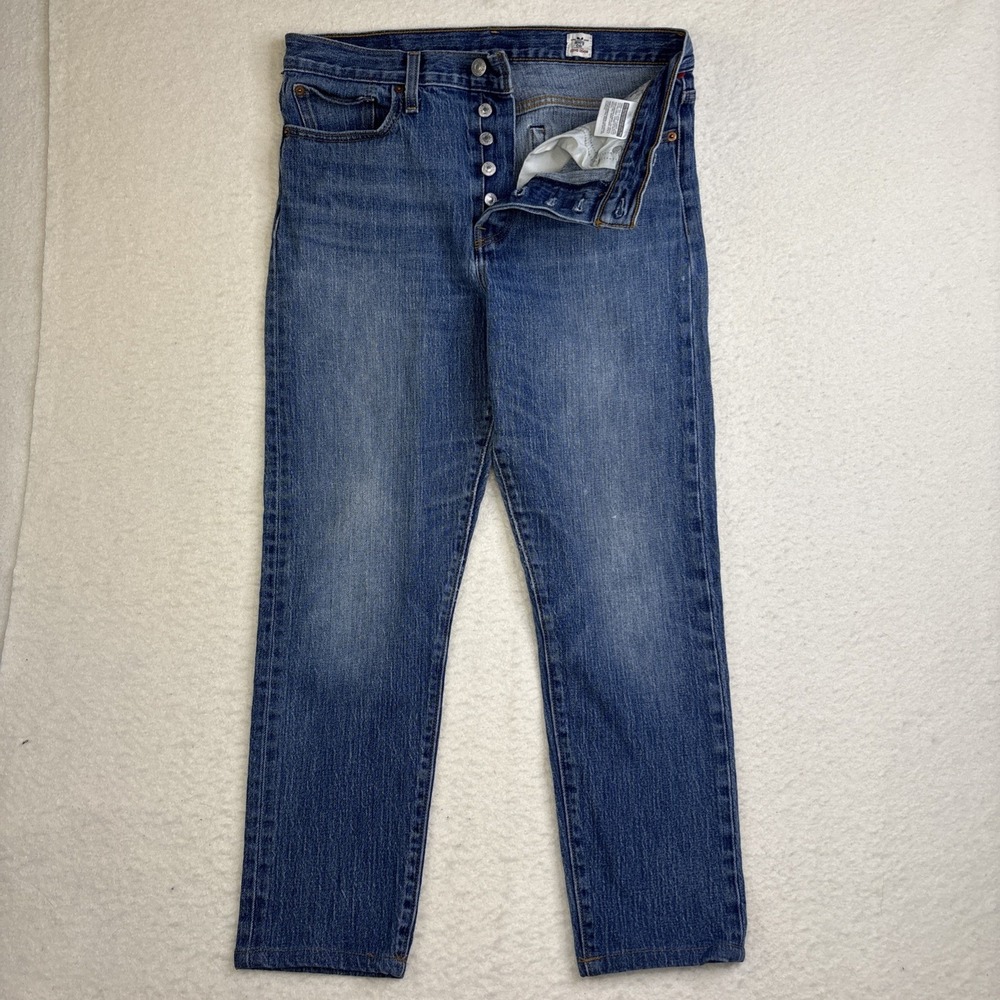 Levis 501 Blue Jeans White Oak Cone Women's 31x26 Button Fly Straight Leg